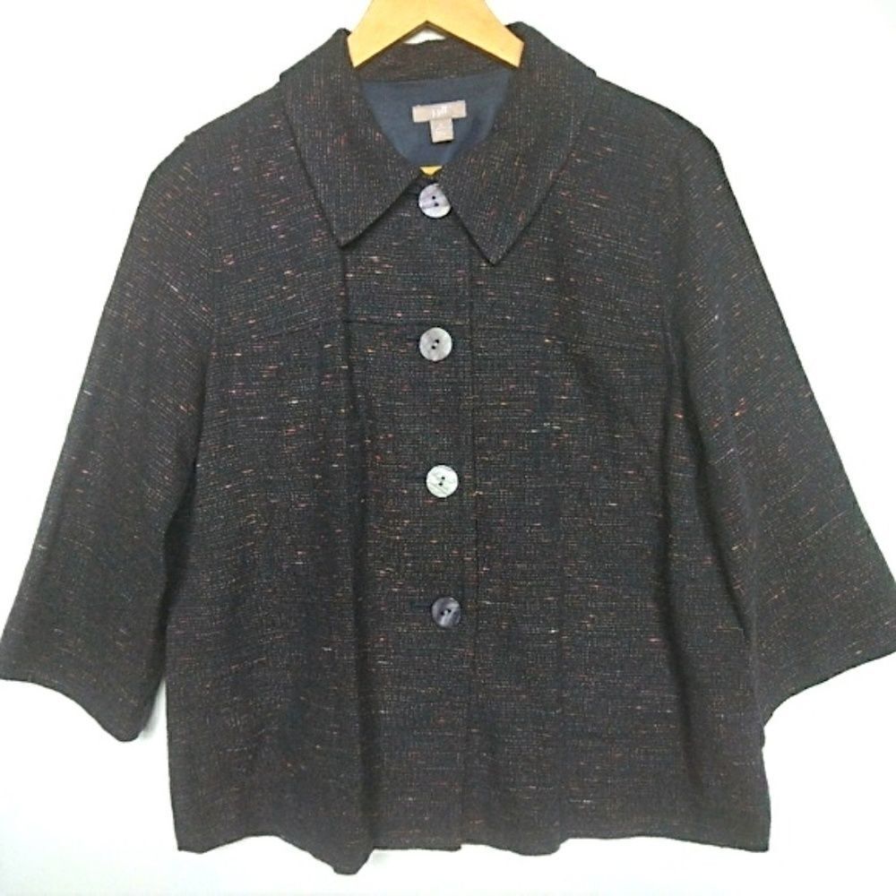 ‎J. Jill Navy Tweed Jacket, Berry Colors in Tweed S